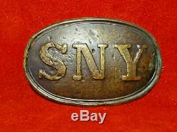 RARE EXC+ DUG CIVIL WAR State of New York SNY Belt Buckle PUPPY PAW HOOKS LEADED