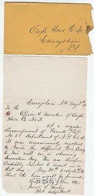 RARE Letter Signed Canajoharie NY Mosher Civil War 1877 GAR 115th Fire Dept