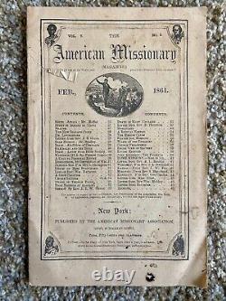 Rare 1861 Civil War Era American Missionary Anti-Slavery Abolitionist Magazine