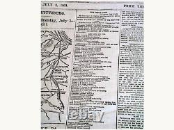 Rare Battle Of Gettysburg New York Herald Newspaper July 3, 1863