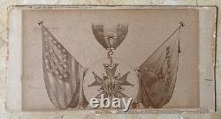 Rare! CIVIL War Lafayette Gar Post #140 New York Mounted Engraved Vignette Card