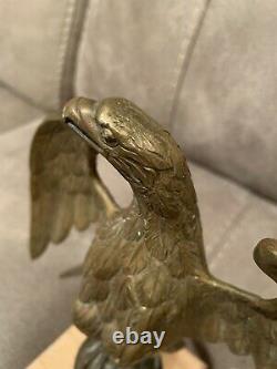 Rare Civil War Open-Beak Regimental Flagstaff Gilded Bronze Eagle Finial from NY