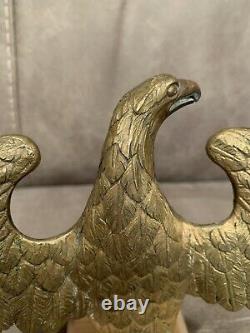 Rare Civil War Open-Beak Regimental Flagstaff Gilded Bronze Eagle Finial from NY