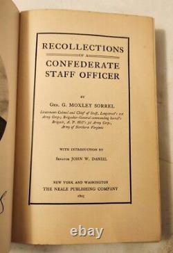 Recollections of a Confederate Staff Officer by G Moxley Sorrel, 1905 Hardcover