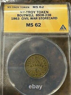 SASA 1863 Civil War Store card Boutwell Troy New York Anacs Ms62