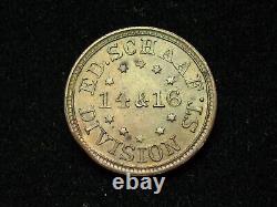 SEMI-ANNUAL SALE! AU 1863 CIVIL WAR TOKEN NEW YORK SHIELD / 14 & 16 DIV #22c