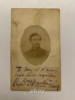 Signed Civil War CDV of Major Daniel H. Harkins 1st New York Lincoln Cavalry