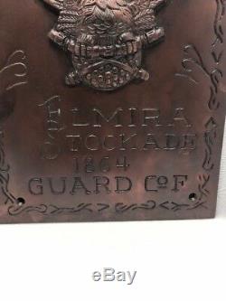 Solid Brass Civil War Elmira NY Stockade Prison Plaque Sign Antique Replica 4 Ib