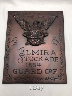 Solid Brass Civil War Elmira NY Stockade Prison Plaque Sign Antique Replica 4 Ib