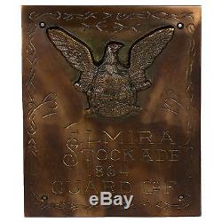 Solid Brass Elmira NY Stockade Civil War Plaque Sign, Vintage Antique Replica