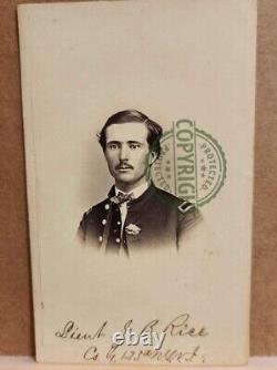 Superb cdv of Lt. Jerome B. Rice, 123rd NY Inf wounded & pow Chancellorsville
