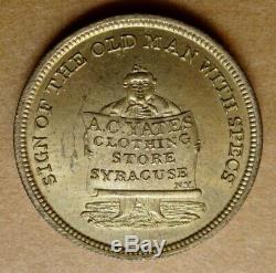 Syracuse Pre-Civil War Token NY 1028 A. C. Yates Clothing Store Choice UNC