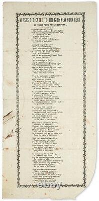 T Potts Verses Dedicated to the 128th New York Regt. Civil War Broadside 1862