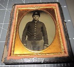 Teenage Boy Civil War Soldier Private 49th NY Volunteer Infantry Tintype PHOTO