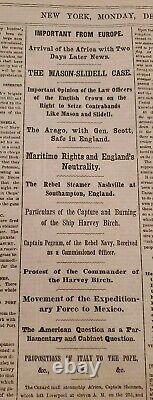 The New York Herald Monday December 9th, 1861 Civil War Original Slavery Debate