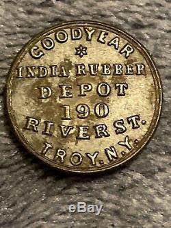 Troy New York FRED PLUM Goodyear India Rubber Depot Civil War Store Card Token