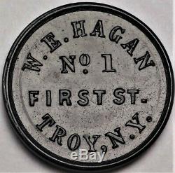 Troy New York W E Hagan Civil War Store Card Token NY 890D-1h Black Hard Rubber