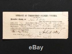 Troy Ny CIVIL War Soldier's Voting Documents And Detail Envelope 1864 Election