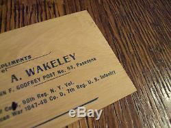 UNIQUE CALLING CARDCapt Alfred WakeleyVETERAN Mexican/CIVIL WARCo I/98th NY