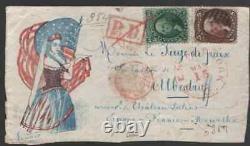 US #68A #75 1862 Civil War Patriotic Cover New York to France Chateau Salins /