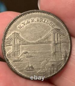 USA Token New York & Brooklin Bridge Post Civil War Token 1883