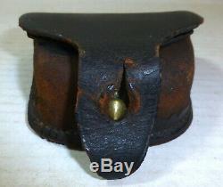 Union Civil War leather percussion cap box, made by L. S. New York, original