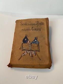 VERY RARE 1905 Songs Of The Blue And The Gray Suede Cover Antique Book Civil War