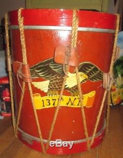 Vintage Civil War Eagle Tension Rope Drum Beautiful Replica 137TH NY