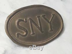 Vintage Civil War SNY State New York Cartridge Box Plate Brass Lead Buckle